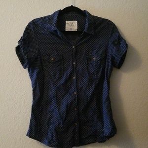 Blue Polka Dot Button Up